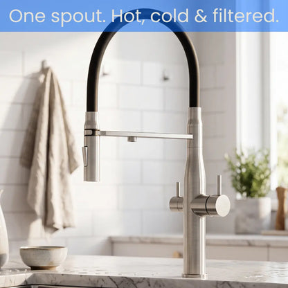 AQUALA Stainless Steel 3-in-1 Filtered Kitchen Tap - Filtered + Hot + Cold