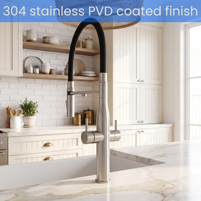 AQUALA Stainless Steel 3-in-1 Filtered Kitchen Tap - Filtered + Hot + Cold