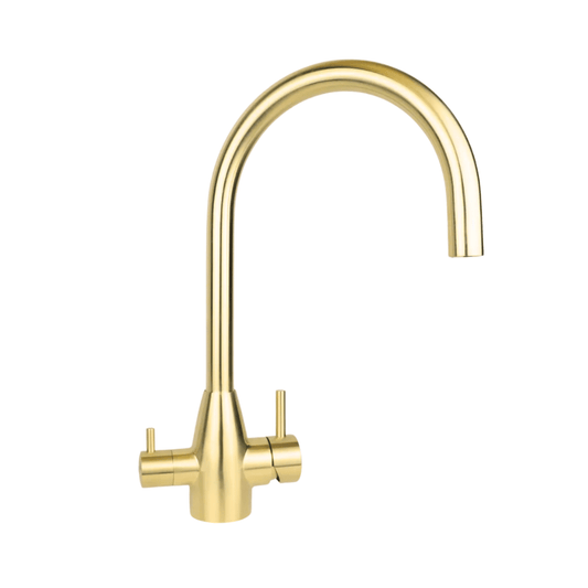 Gold Gooseneck 3 Way Mixer Tap