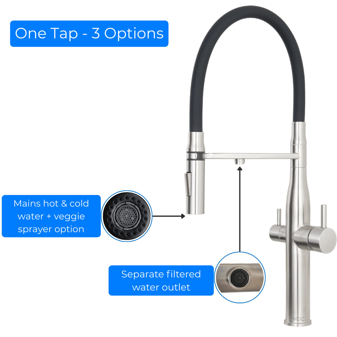 Stainless Steel Pull Out 3 Way Mixer Tap
