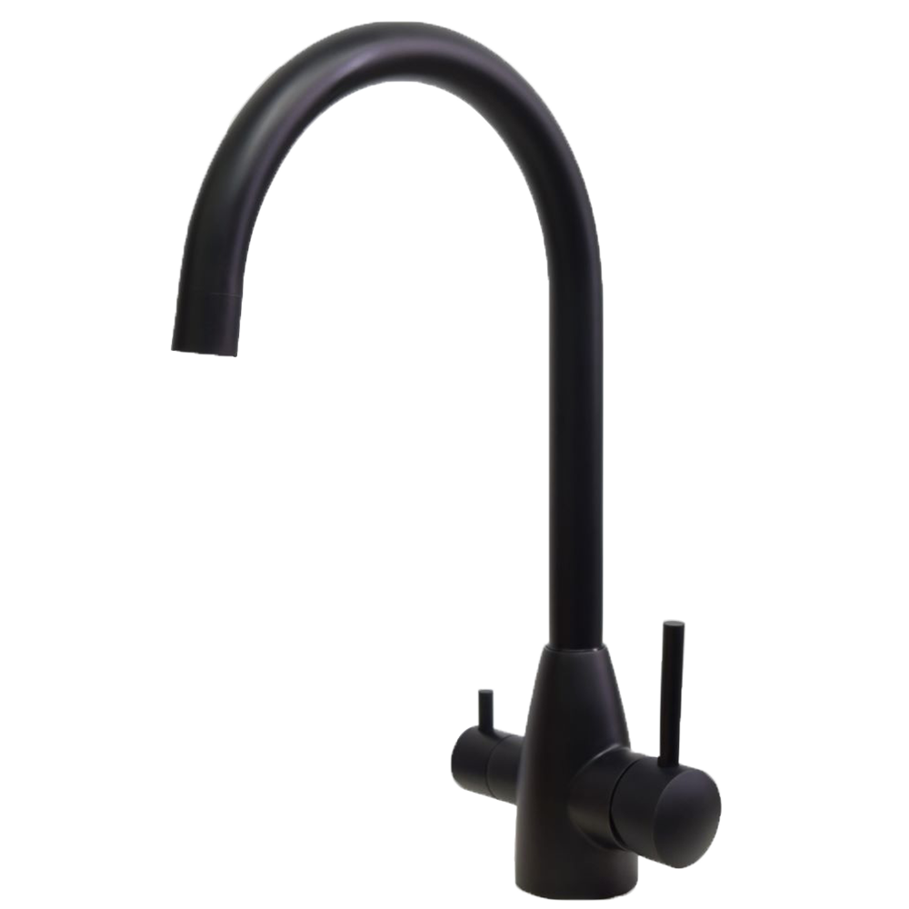 Black Gooseneck 3 Way Mixer Tap