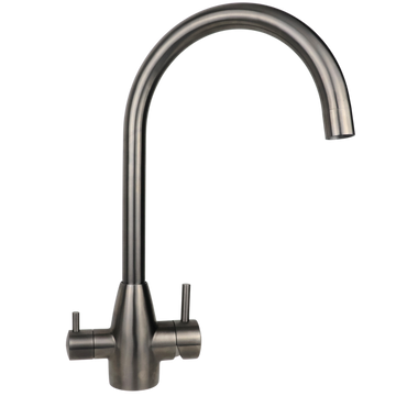 Gun Metal Gooseneck Stainless Steel 3 Way Mixer Tap