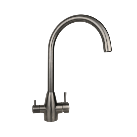 Gun Metal Gooseneck Stainless Steel 3 Way Mixer Tap