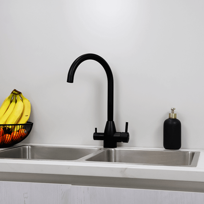 Black Gooseneck 3 Way Mixer Tap