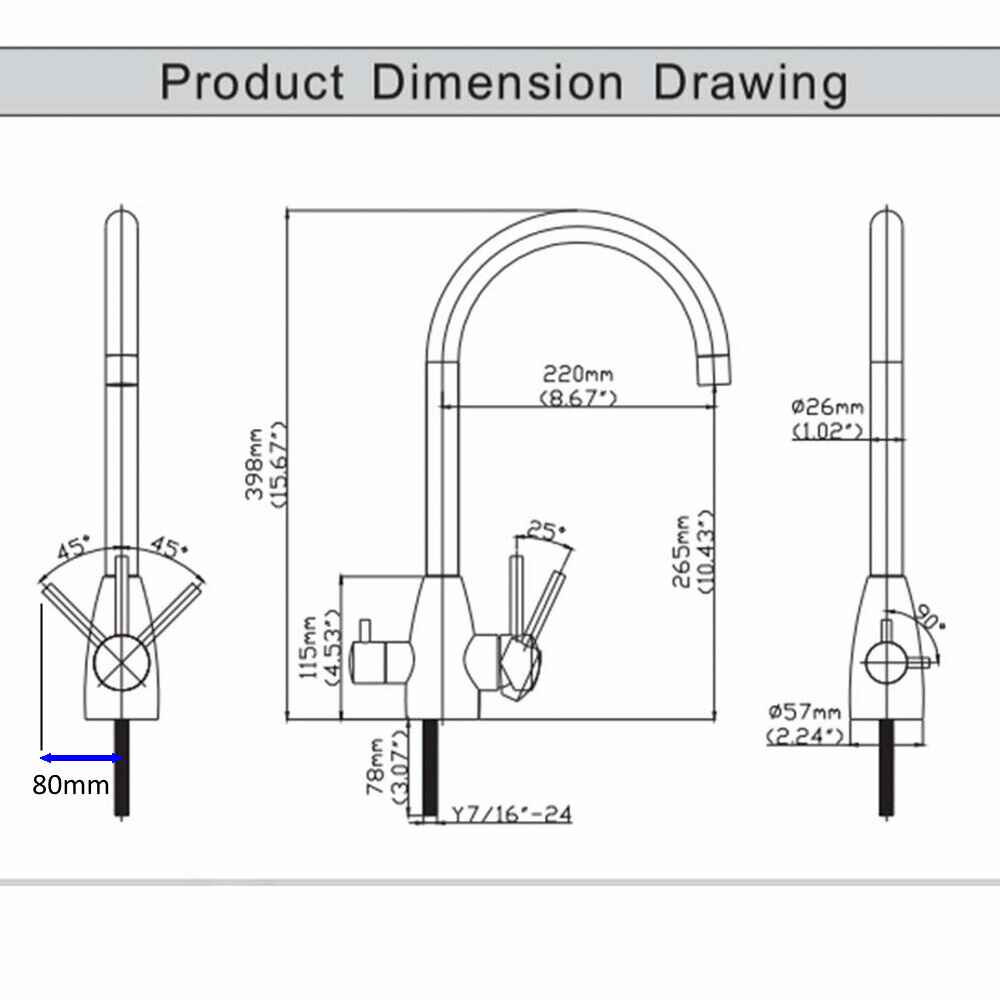 Rose Gold Gooseneck 3 Way Tap