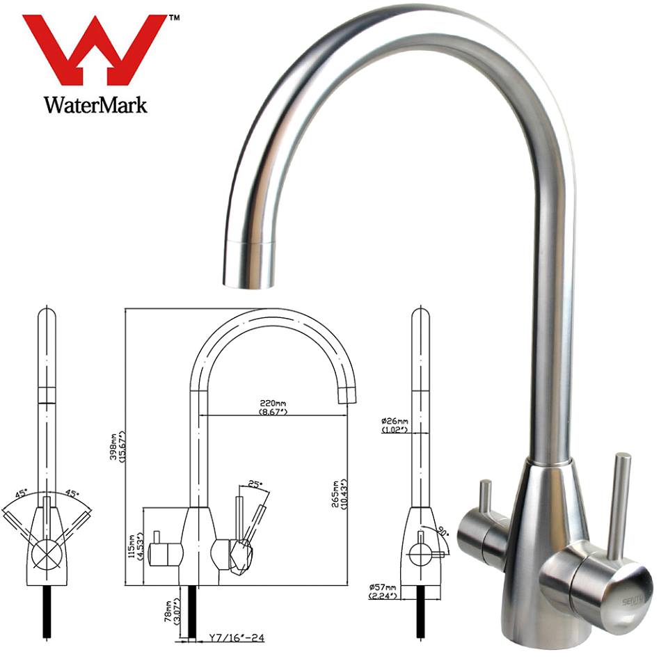 Stainless Steel Gooseneck 3 Way Mixer Tap